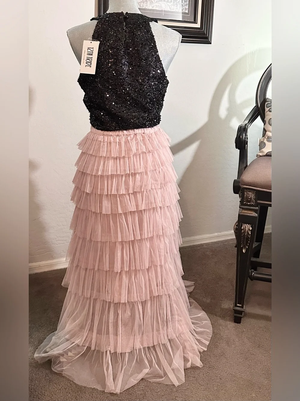 Anthropologie |Cupcakes & Cashmere Tiered Tulle Maxi Skirt. Dusty Pink
